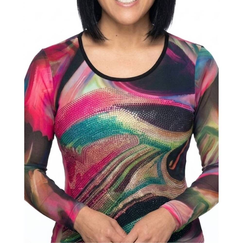 NEW AZI sheila swirl top in pink multi